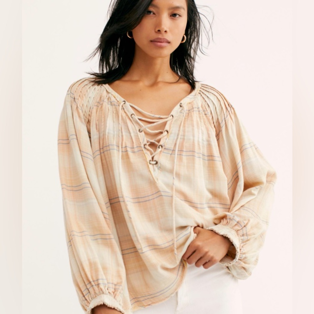 Free People We the Free Cloudbreaker long sleeve cotton blend tunic top